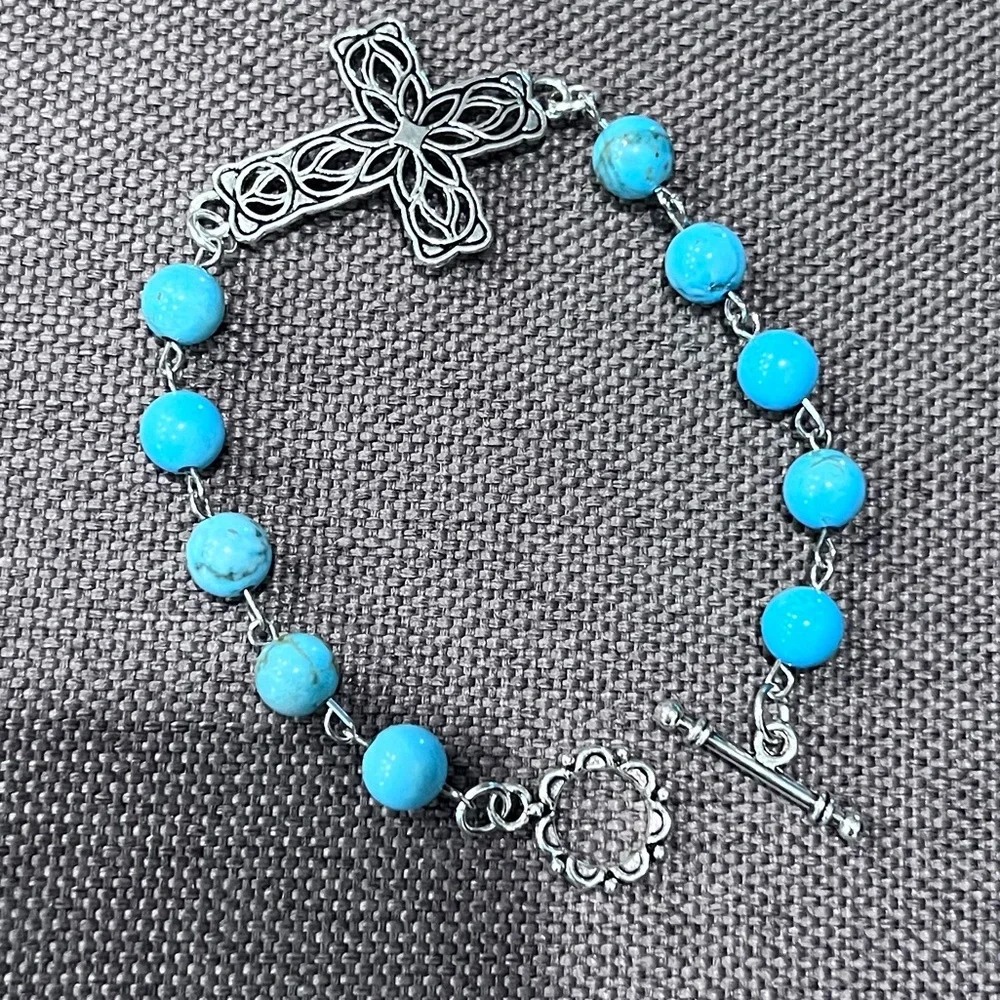 NWOT - Natural Stone Turquoise silver bracelet - Picture 1 of 5